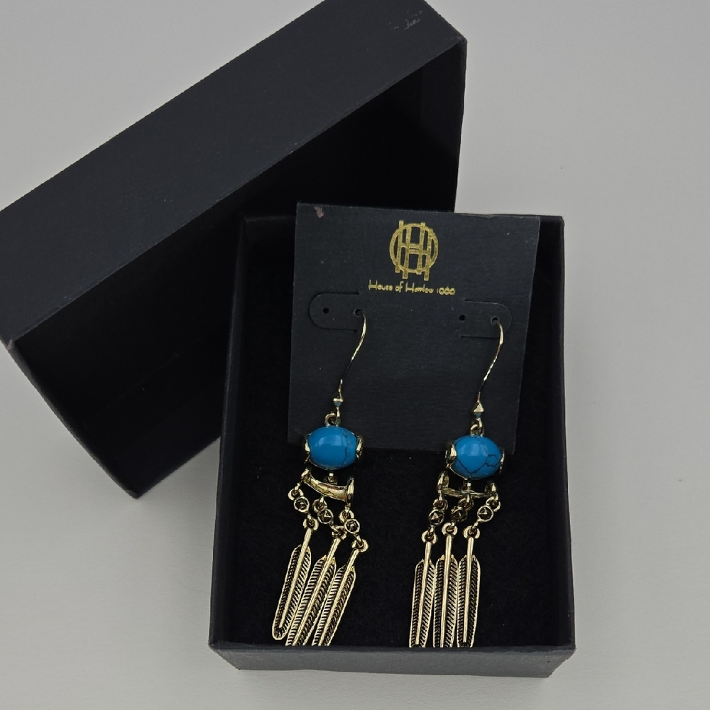 House of Harlow 1960 Turquoise & Feather Earrings